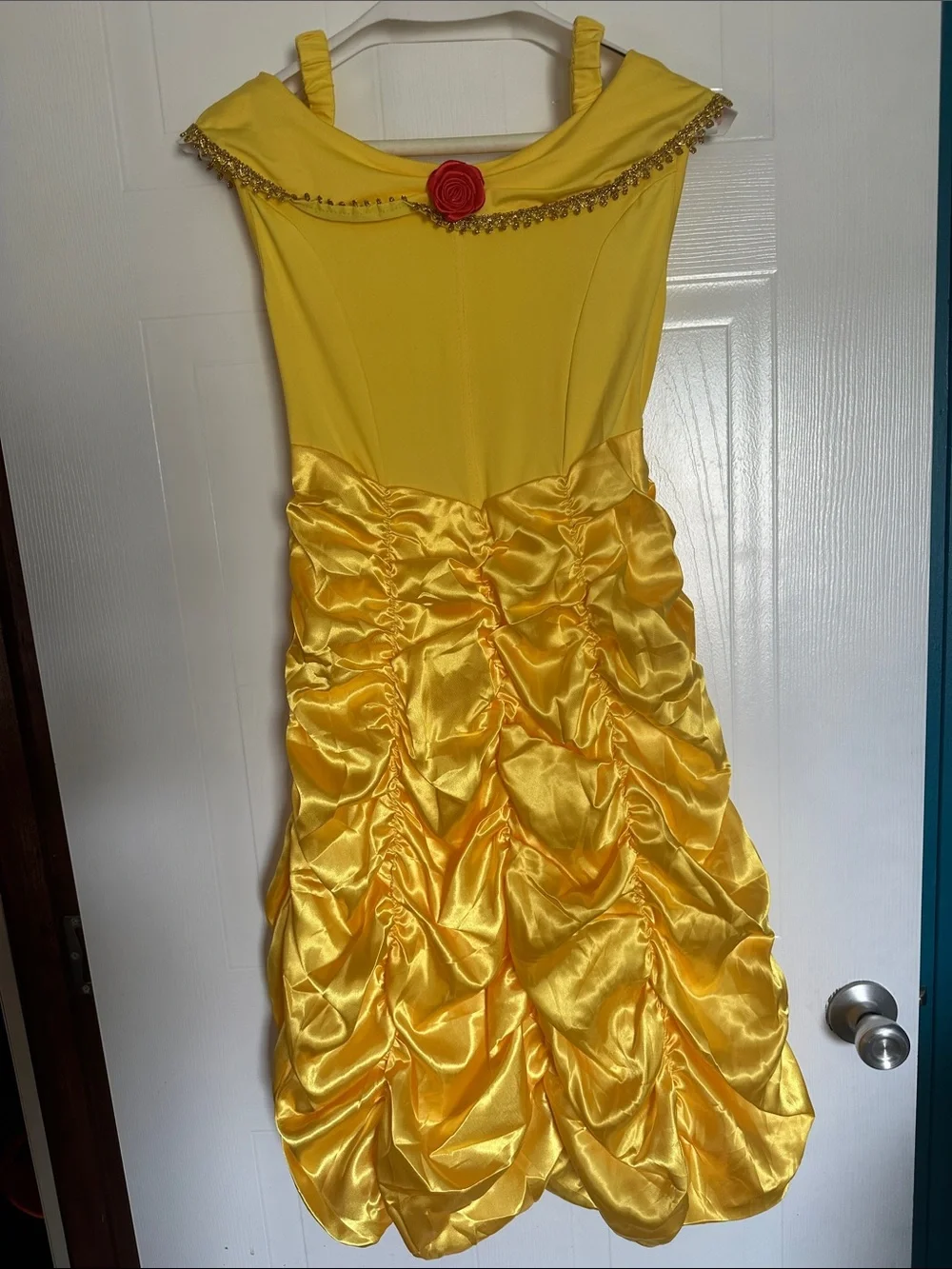 NWOT Yellow Girls Formal Princess Dress with Rose Accent size Medium